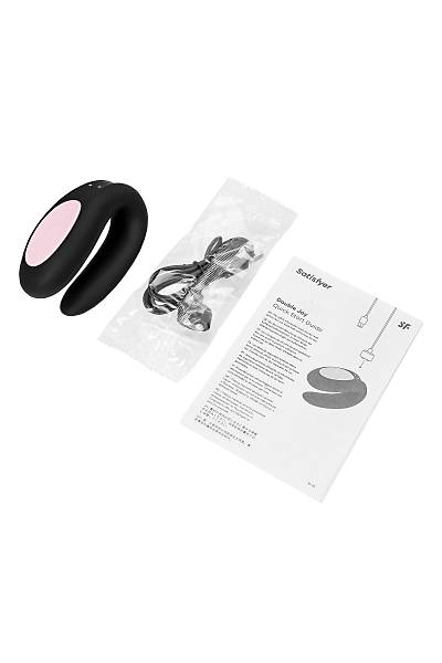 Satisfyer Double Fun Black �iftler ��in Mini Vibrat�r, silikon, siyah, 18 cm