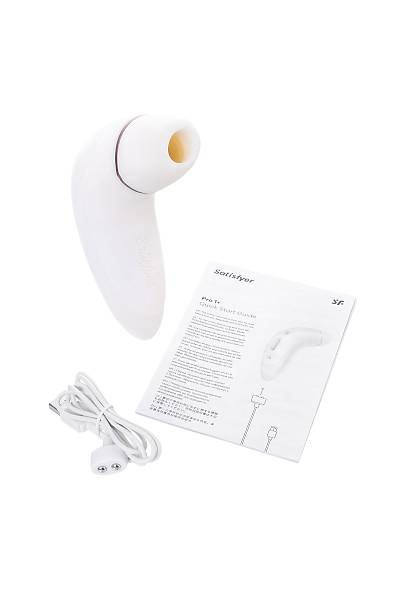 Satisfyer Pro Plus Klitoral stimlatr  Titreim, Silikon + ABS plastik, beyaz, 19 cm.