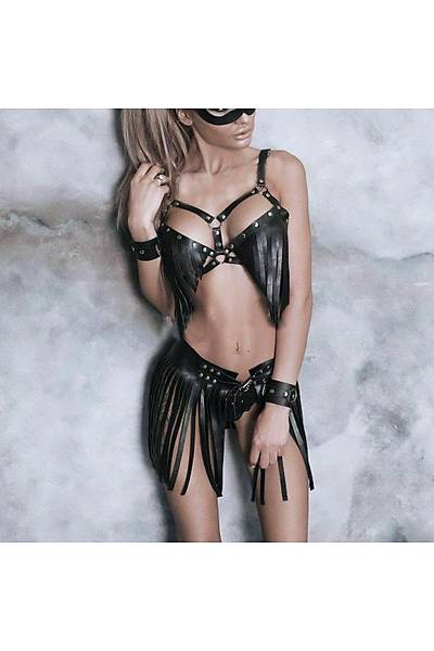 Seksi Kostm Deri Body Harness
