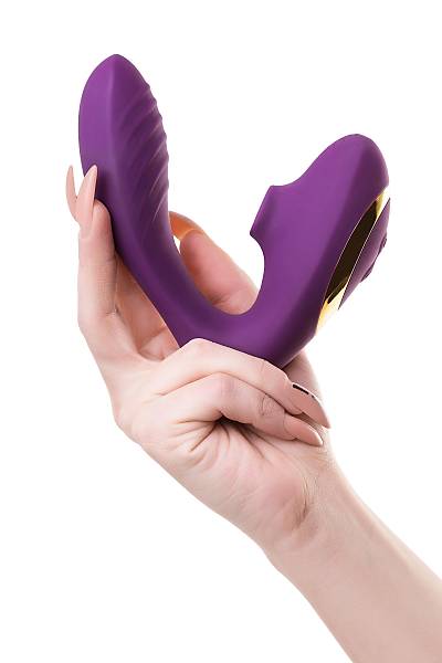 L'ERONA by TOYFA Mave ift stimlasyonlu masaj aleti, silikon, mor, 14 cm
