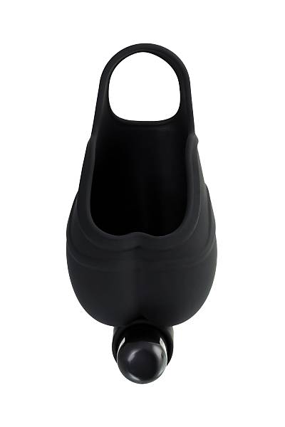 Erotist  Halkal� ve Titre�imli Attraction Skrotal K�l�f�, Silikon, siyah, 6,5 cm