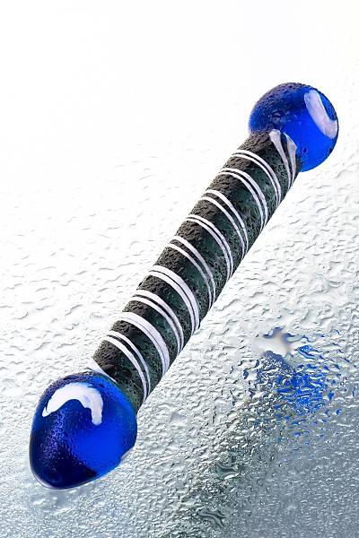 Sexus Glass �ift tarafl� yapay penis, cam, mavi, 21 cm