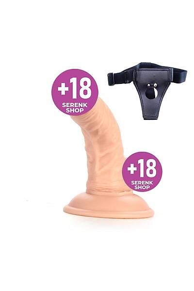 Kemerli Belden Balama Yukar Eik Damarl Dildo 16cm