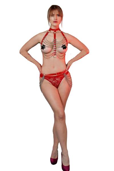 Fancy Fantezi Zincir Detayl Sexy Kostm
