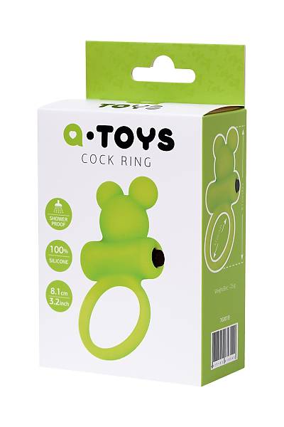 A-Toys by TOYFA Chio penis zerindeki titreim halkas, silikon, yeil, 8,1 cm,  3,1 cm