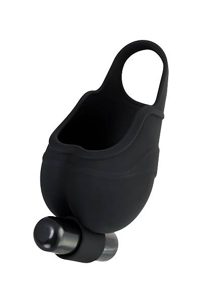 Erotist  Halkal� ve Titre�imli Attraction Skrotal K�l�f�, Silikon, siyah, 6,5 cm