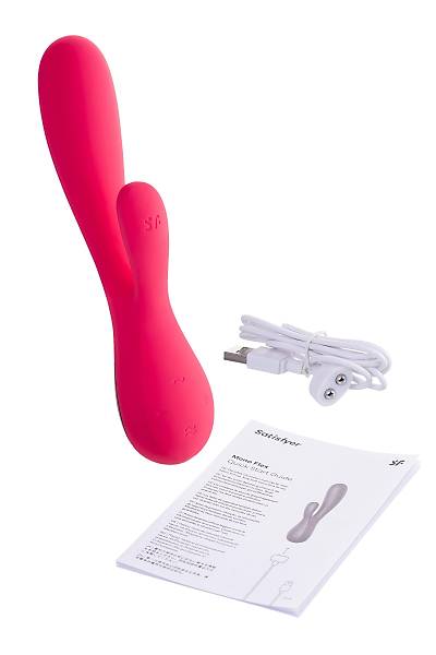 Satisfyer Mono Flex Connect App Red Ger�ek�i olmayan vibrat�r, silikon, k�rm�z�, 20,4 cm.