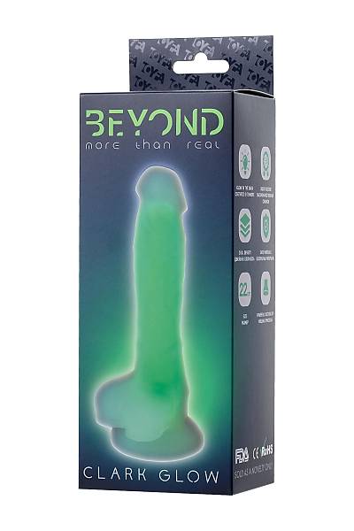 Beyond by Toyfa Yapay penis, karanl�kta parlayan, Clark Glow, Silikon, Transparan, 22 cm