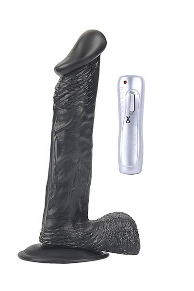 Titreimli Ralistik Dz Durulu Siyah Renk Damarl Penis 24cm