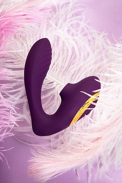 L'ERONA by TOYFA Mave ift stimlasyonlu masaj aleti, silikon, mor, 14 cm