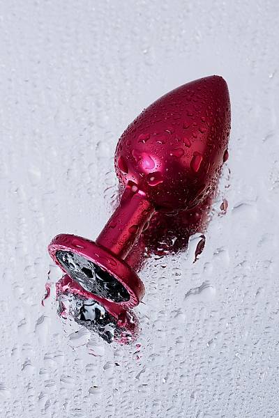 Metal by TOYFA anal k�l�f, Metal, k�rm�z�, siyah kristalli, 8,2 cm, �3,4 cm, 85 g