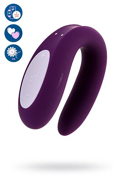 Satisfyer Double Joy Connect App Violet �iftler i�in �ok i�levli stim�lat�r, silikon, mor, 18 cm