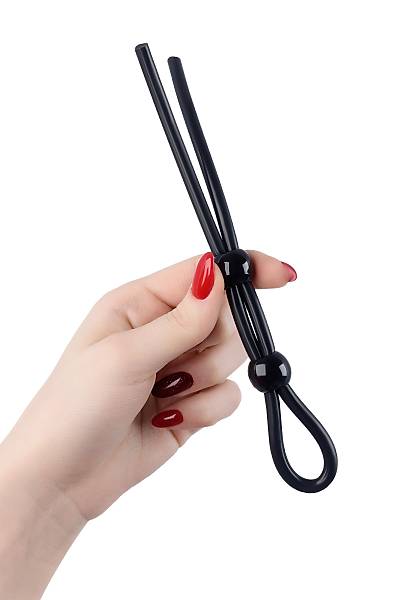 A-toys by toyfa'n�n iki boncuklu penisine kement, silikon, siyah, 19,5 cm