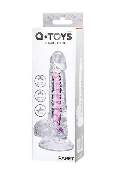 A-Toys by TOYFA Esnek Paret yapay penis, TPE, Transparan, 18 cm