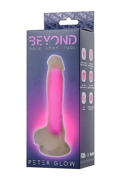 Beyond by Toyfa Yapay penis, karanlkta parlayan, Peter Glow, Silikon, Transparan, 22 cm