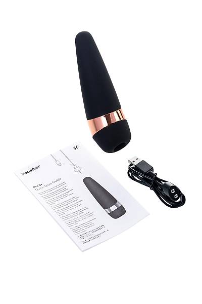 Satisfyer PRO 3 Vakum Dalgas� Temass�z Klitoral Stim�lat�r  Titre�im, Silikon, Siyah, 14 cm.