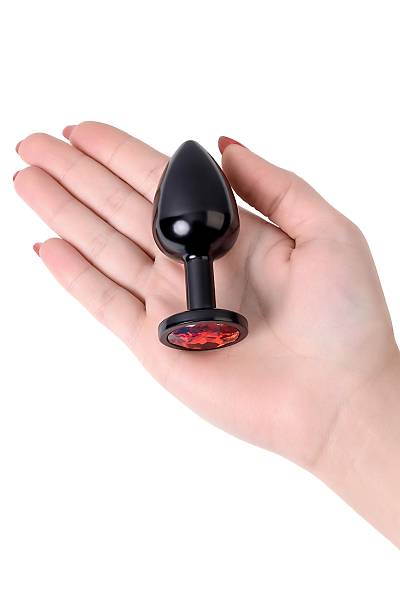 Metal by TOYFA anal man�onu, Metal, siyah, k�rm�z� kristalli, 8,2 cm, �3,4 cm, 85 g.