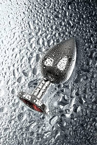 Metal by TOYFA anal k�l�f, Metal, g�m��, k�rm�z� kristalli, 8 cm, � 3,4 cm, 85 g