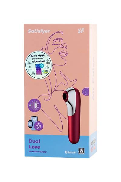 Satisfyer Dual Love Pink Vakum Dalgas� Temass�z Klitoral Stim�lat�r , Silikon, K�rm�z�, 16 cm.