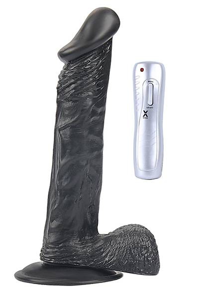 Titreimli Ralistik Dz Durulu Siyah Renk Damarl Penis 24cm