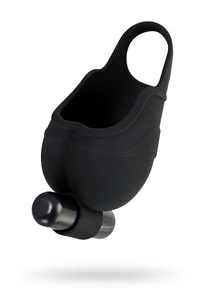 Erotist  Halkal� ve Titre�imli Attraction Skrotal K�l�f�, Silikon, siyah, 6,5 cm