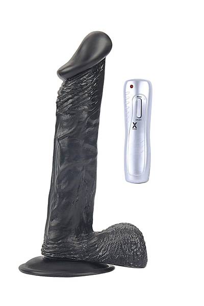 Titreimli Ralistik Dz Durulu Siyah Renk Damarl Penis 24cm