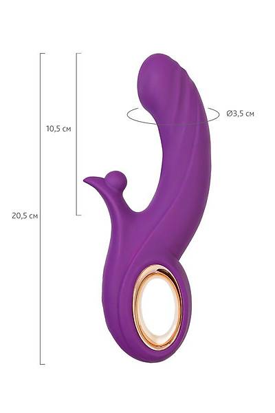 JOS Julli Yukar ve Aa levlerine Sahip Titreimli Silindir, Silikon, Mor Vibratr, 20,5 cm