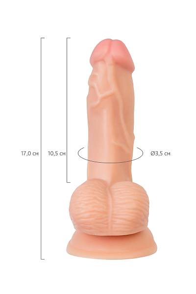 RealStick Nude Rolo, PVC, et, 17 cm gereki yapay penis