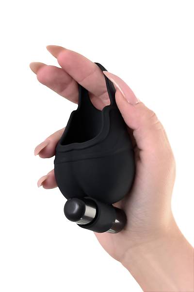 Erotist  Halkal� ve Titre�imli Attraction Skrotal K�l�f�, Silikon, siyah, 6,5 cm