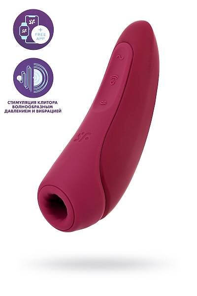 Satisfyer Curvy 1 Connect App vakum dalgas� temass�z klitoris stim�lat�r�, silikon, k�rm�z�, 14,3 cm