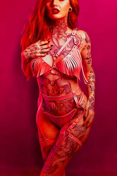 Deri Fantezi Seksi Kost�mK�rm�z� Body Harness