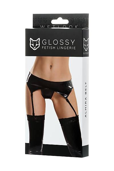 Glossy ALMRA Set, Wetlook malzemeden (orap ve klot iin sayfal kemer), siyah, XL