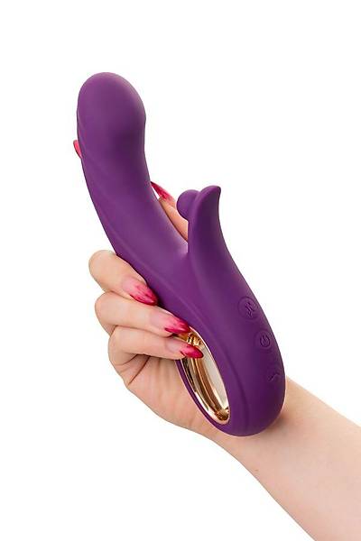 JOS Julli Yukar ve Aa levlerine Sahip Titreimli Silindir, Silikon, Mor Vibratr, 20,5 cm