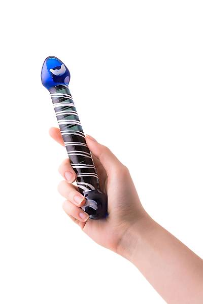 Sexus Glass �ift tarafl� yapay penis, cam, mavi, 21 cm