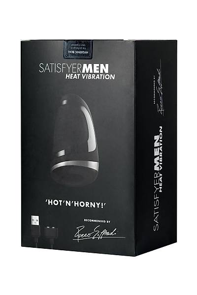 Satisfyer Men Heat Vibratiion Masturbator Ger�ek�i Olmayan, Silikon, Siyah, 15 cm