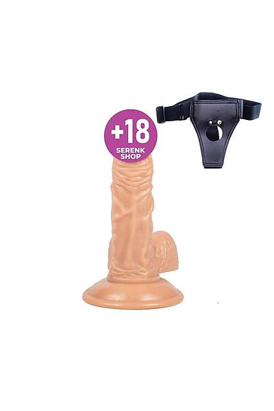 Kemerli Strapon Et Dokulu Yumuak Dildo Penis 17,5cm