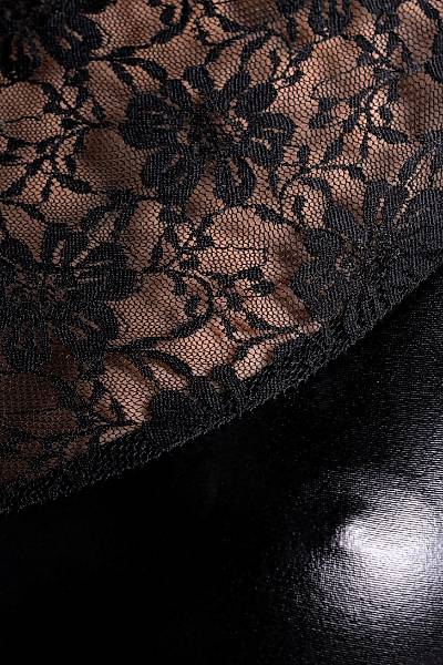 Glossy Parlak Lulu Elbise Wetlook malzemeden, Siyah, L
