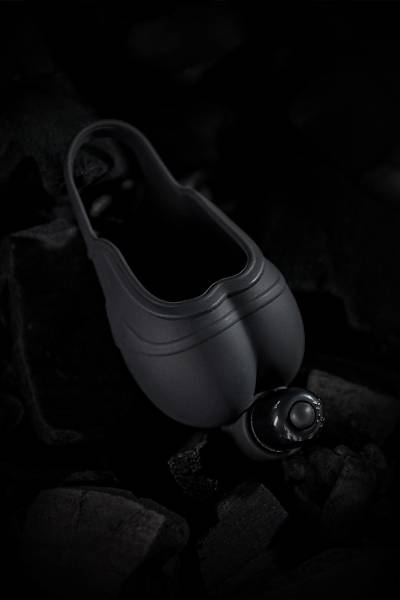 Erotist  Halkal� ve Titre�imli Attraction Skrotal K�l�f�, Silikon, siyah, 6,5 cm