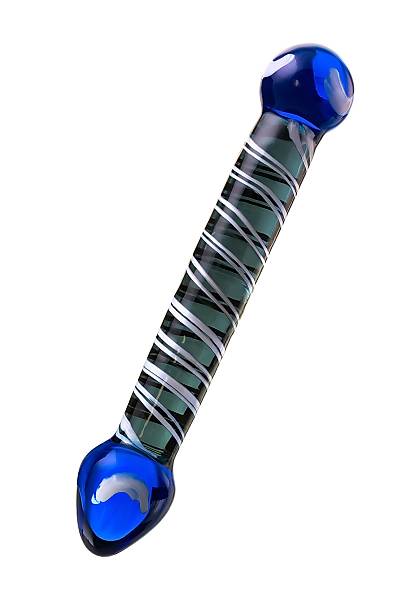 Sexus Glass �ift tarafl� yapay penis, cam, mavi, 21 cm
