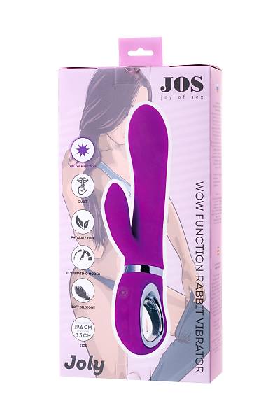 JOS JOLY Klitoral stimlatrl vibratr, WOW modu, silikon, mor, 19,6 cm