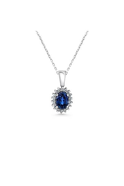 Safir 0,17 P�rlanta 0,67 Karat P�rlanta Alt�n Kolye