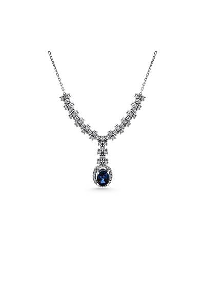 Safir 0,44 P�rlanta 0,55 Karat P�rlanta Alt�n Kolye