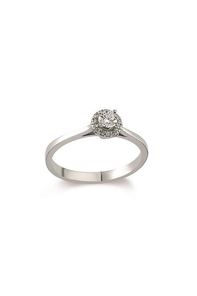 Kenar� Ta�l� Tekta� 0,30 Karat P�rlanta Alt�n Y�z�k