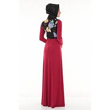 Nidya Moda Tesettür Üst Çiçekli Elbise-4046K