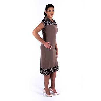 Nidya Moda Pullu Payet Kombinli Vako Örme Vizon Abiye Elbise-4117V