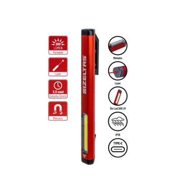 zelta Cob Led arjl Kalem Tipi Fener 300 Lm