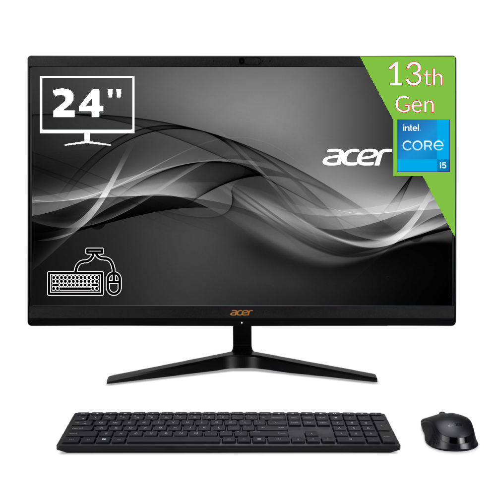 ACER C24-1800 Intel Core i5-1335U 64 GB RAM 1 TB SSD SSD Intel Iris Graphics Win11 Pro 23.8 FHD Kablolu Klavye+Mouse Siyah DQ.BKMEM.005-641W All in One Bilgisayar