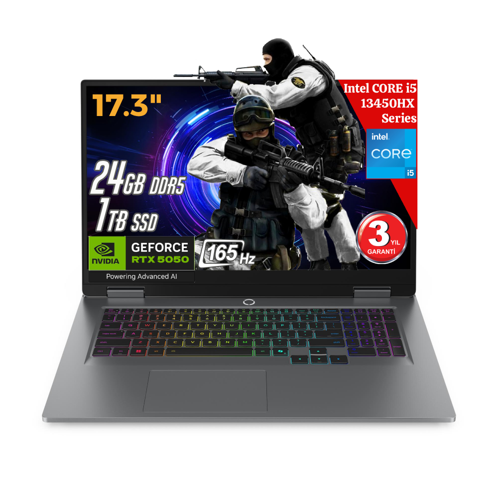 Lenovo LOQ 17IRX10 AI Intel Core i5-13450HX 24GB 1TB RTX5050 17.3 IPS FHD FreeDos Gaming Dizüstü Bilgisayar