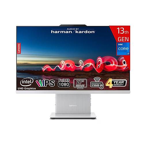Lenovo IdeaCentre AIO 27IRH9 Intel Core i7-13620H 8GB DDR5 256GB SSD Intel UHD Graphics 27 FHD IPS FreeDos F0HM004JTR-8256 Kablosuz Klavye+Mouse Beyaz All in One Bilgisayar