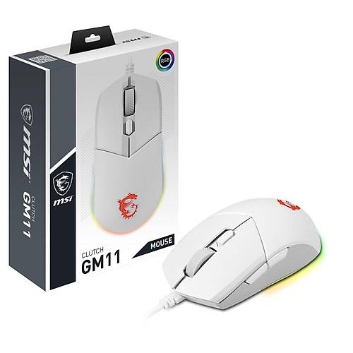 MSI CLUTCH GM11 WHITE Beyaz 5000 DPI Optik RGB Gaming Kablolu Mouse